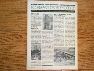 Vintage Progressive Architecture News Report Sept 1964 - Frank Lloyd Wright photo