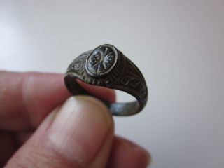 Incredible Ancient Roman Legionary Bronze Seal Ring photo
