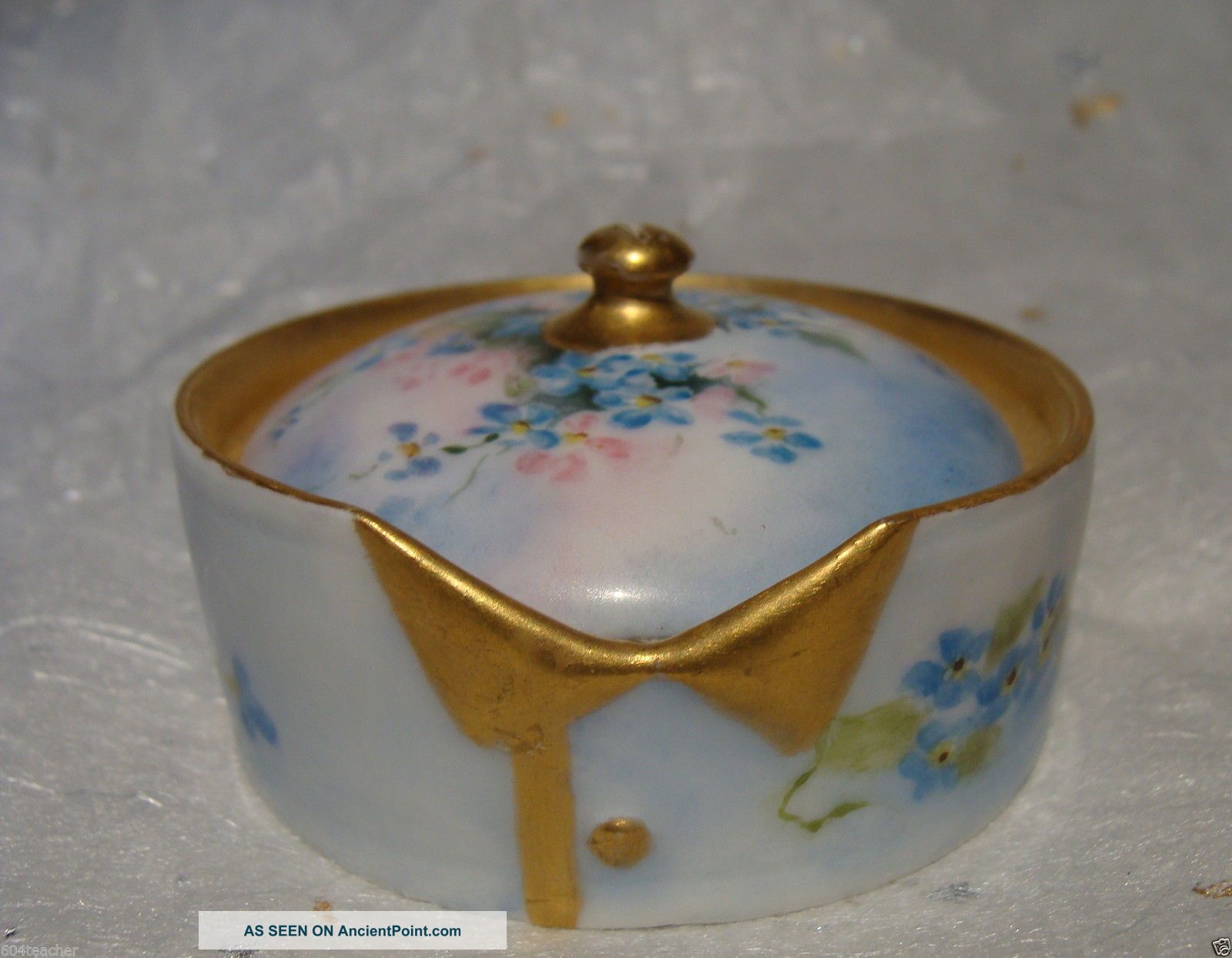Antique Rosenthal Germany Hand Painted Porcelain Stud Collar Button Box German Baskets & Boxes photo