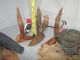 4 Vintage Hand Carved Wood Birds Ron Holmes Saltville Va Turkey Crow Woodpeckers Carved Figures photo 11