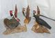 4 Vintage Hand Carved Wood Birds Ron Holmes Saltville Va Turkey Crow Woodpeckers Carved Figures photo 1