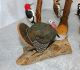 4 Vintage Hand Carved Wood Birds Ron Holmes Saltville Va Turkey Crow Woodpeckers Carved Figures photo 2