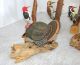 4 Vintage Hand Carved Wood Birds Ron Holmes Saltville Va Turkey Crow Woodpeckers Carved Figures photo 3