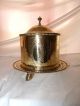 Vintage Art Deco Claw Foot Brass Bucket With Lid On Serving Platter Art Deco photo 6