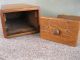 Antique File Box One Dovetail Drawer Vintage Primitive Oak Wood Office Library Boxes photo 7
