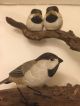 Vintage Glass Eyes 3 Chickadee Birds Wood Carving Figure By Bill Tucker 1995 Carved Figures photo 11