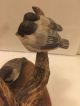 Vintage Glass Eyes 3 Chickadee Birds Wood Carving Figure By Bill Tucker 1995 Carved Figures photo 6