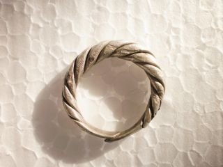 Ancient Rare Authentic Viking Twisted Silver Finger Ring Ca 9 - 10 Century Ad photo