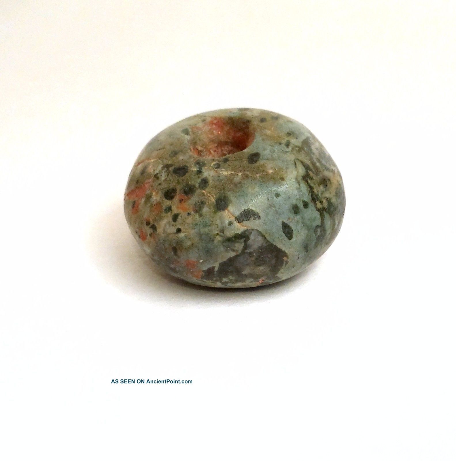Pre Columbian Bead - Serpentinegreen Stone - Serpentine - Mayan - 19 Mm - 1 The Americas photo