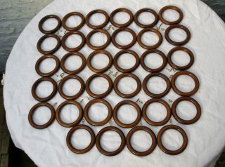 34 Reclaimed Wooden Curtains Rings - 52mm Centre photo