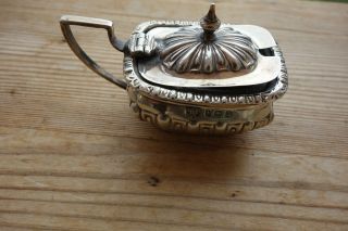 Hallmarked Silver Mustard With Lid And Liner Birmingham 1911 Maker R.  P photo