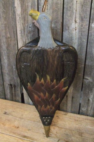 Vintage Eagle W/ Flames Handmade Carved Folk Art Fireplace Bellows Tool Aafa photo