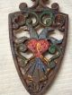Old Vtg Antique Collectible Cast Iron Trivet With Bird & Heart Design Trivets photo 3
