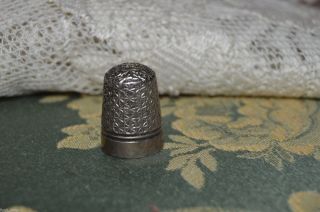 Carles Horner Heavy 9.  5g Vintage Sewing Thimble Silver Marked Rd 127211 Pat.  7 photo