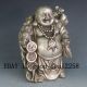 Chinese Hand Carved Silver Copper Maitreya Buddha Statue W Qianlong Mark Buddha photo 3