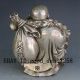 Chinese Hand Carved Silver Copper Maitreya Buddha Statue W Qianlong Mark Buddha photo 5