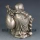 Chinese Hand Carved Silver Copper Maitreya Buddha Statue W Qianlong Mark Buddha photo 8