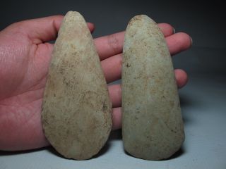 [2] Laos Polish Neolithic Hand Ax Adze 4.  4 & 4.  2 Inch.  Menhir Area [tx1] photo