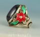 Noble Chinese Old Cloisonne Hand Carved Jade Silver Rings Collectible Decorative Other Antique Sterling Silver photo 1