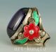 Noble Chinese Old Cloisonne Hand Carved Jade Silver Rings Collectible Decorative Other Antique Sterling Silver photo 4