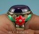 Noble Chinese Old Cloisonne Hand Carved Jade Silver Rings Collectible Decorative Other Antique Sterling Silver photo 5