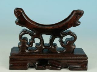 Chinese Wood Collectable Handwork Carved Ornament Stand Jade Pendant photo