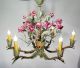 Antique Vintage Chandelier Italian Tole Chic Rose Green Flowers Shabby Chandeliers, Fixtures, Sconces photo 2