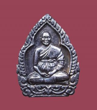 Silver Coin Authentic Lp Pae Wat Phikunthong Be.  2536 Thai Buddha Amulet photo