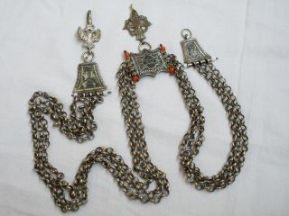 Solid Silver Chain Antique Pocket Watch Nielo Sarakachan Greek Ottoman Empire photo