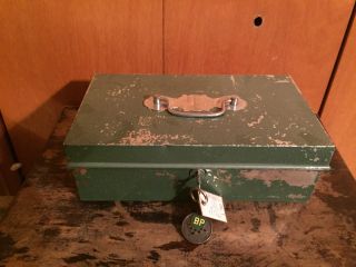 Vintage Victa Series Tin Metal Storage Document Cash Lock Box,  English Made, photo