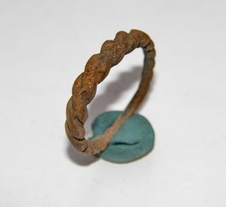 Ancient Viking Pseudo Twisted Bronze Ring (oct03) photo