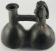 Pre - Columbian Chimu Double Chambered Whistling Pot With Warrior Figure The Americas photo 1