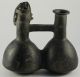 Pre - Columbian Chimu Double Chambered Whistling Pot With Warrior Figure The Americas photo 2