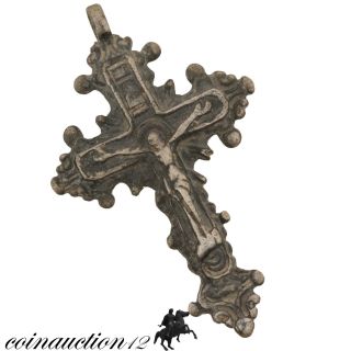 Intact Byzantine Silver Christian Cross Pendant photo