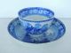 1820s Staffordshire Handless Cup Saucer Transferware Antique Blue White Cups & Saucers photo 6