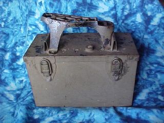Antique Metal Shoe Shine Box Sculpted Iron Foot Rest Army Green Us Primitive photo