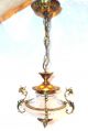 Antique Small Cut Frosted Glass And Brass Dragon Hanging Chandelier Chandeliers, Fixtures, Sconces photo 1