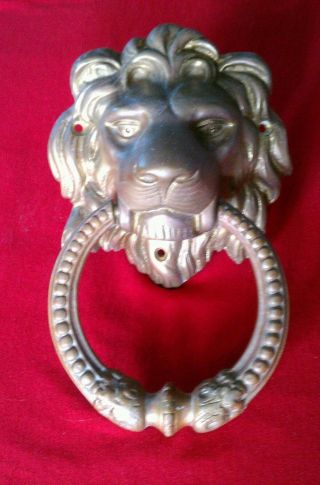 Solid Brass Lion Head Door Knocker photo