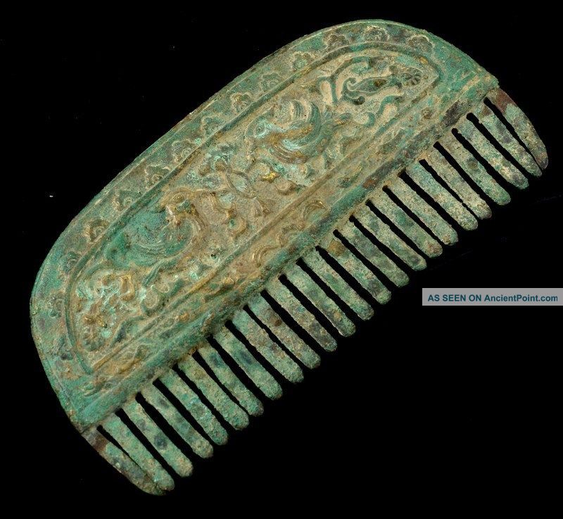 Very Rare Early Chinese Gold Gilt Bronze Bird Figural Comb Tang To Ming Dynasty Vases photo
