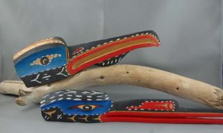 Two Cedar Masks Hok Hok Native American First Nations Northwest Coast photo