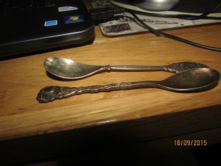 Two Art Nouveau Silver Plate Spoons For Salt I Think? photo