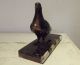 Antique French Statue Sculpture Animal Dove Pigeon Black Marble Art Déco Vintage Art Deco photo 10