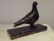 Antique French Statue Sculpture Animal Dove Pigeon Black Marble Art Déco Vintage Art Deco photo 3