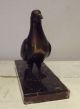 Antique French Statue Sculpture Animal Dove Pigeon Black Marble Art Déco Vintage Art Deco photo 5