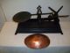 Antique F.  M.  5 Kg Cast Iron Scale With Copper Bottom Tray & Weight Scales photo 3