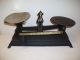 Antique F.  M.  5 Kg Cast Iron Scale With Copper Bottom Tray & Weight Scales photo 5