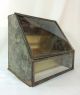 Antique Vintage Tin & Sloped Glass Display Shelves Counter Top Case Display Cases photo 4