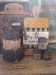 Stack Of 3 Papier Mache Pantry Boxes Covered In Brown Christmas Calico Primitives photo 3