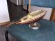 Antique Art Deco Yacht Vase - Wooden Hull / Tin Deck - Heavy Weighted Base Other Maritime Antiques photo 3