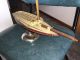 Antique Art Deco Yacht Vase - Wooden Hull / Tin Deck - Heavy Weighted Base Other Maritime Antiques photo 4